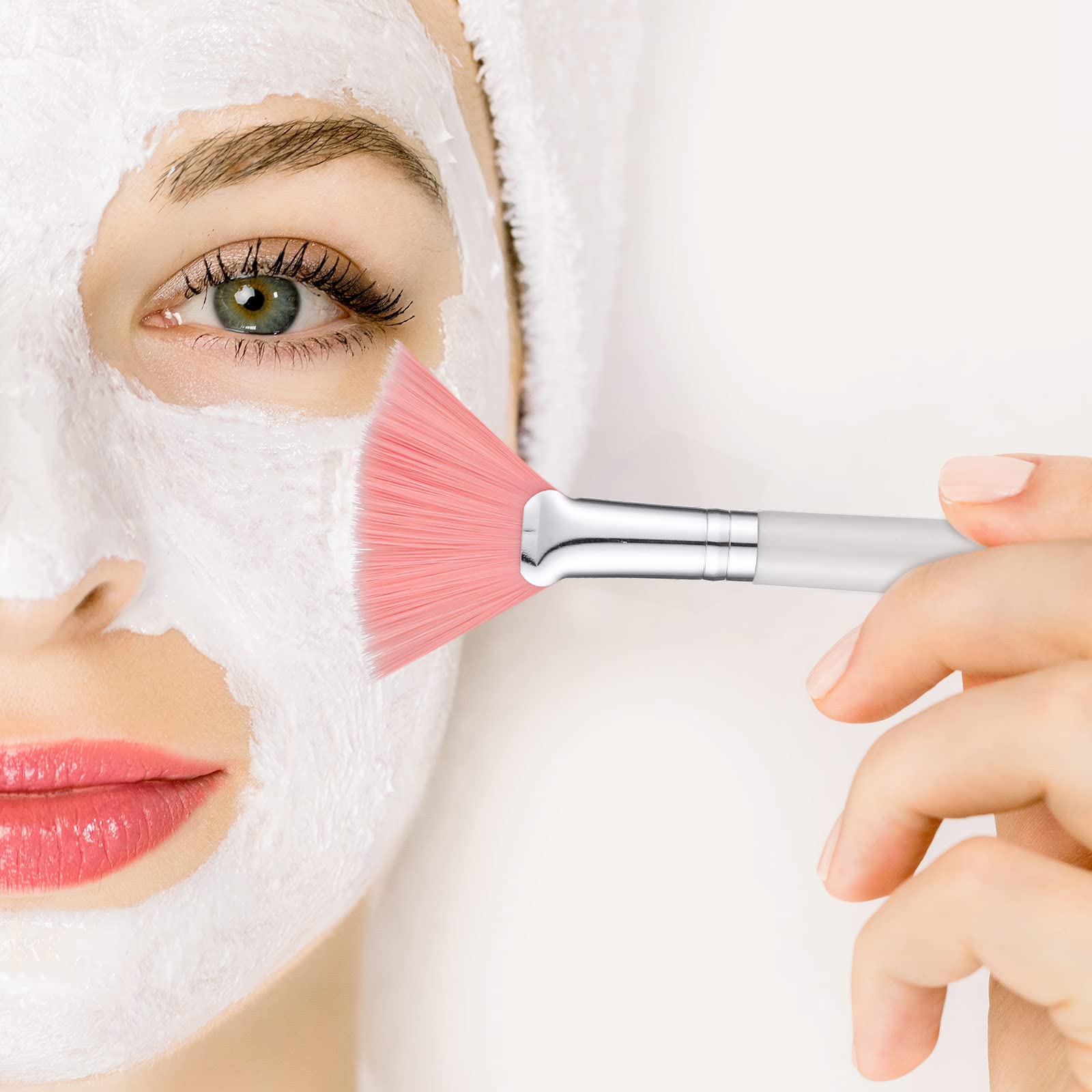 60 pennelli per il trucco del viso morbidi pennelli per il viso cosmetici applicatore strumenti con manico comodo per evidenziatore, maschere per blush, ombretto, crema di fango, rosa