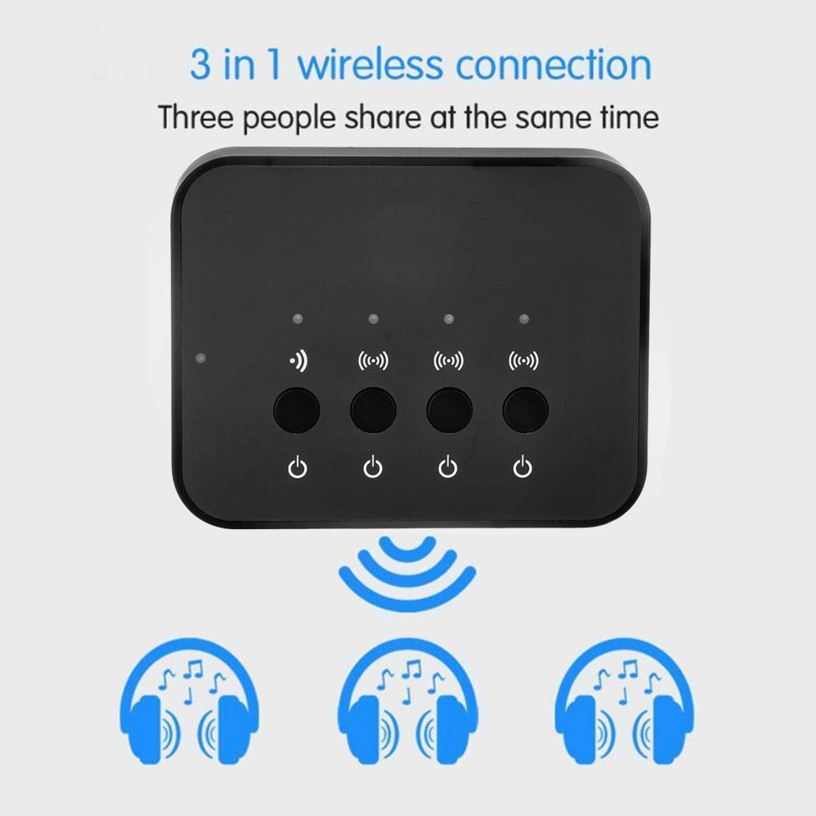 Ejoyous BW-107 Adapter audio Bluetooth, rozdzielacz 1 do 3, bezprzewodowy odbiornik stereo z przyłączem kablowym 3,5 mm, do głośników domowych, telewizorów i telefonów