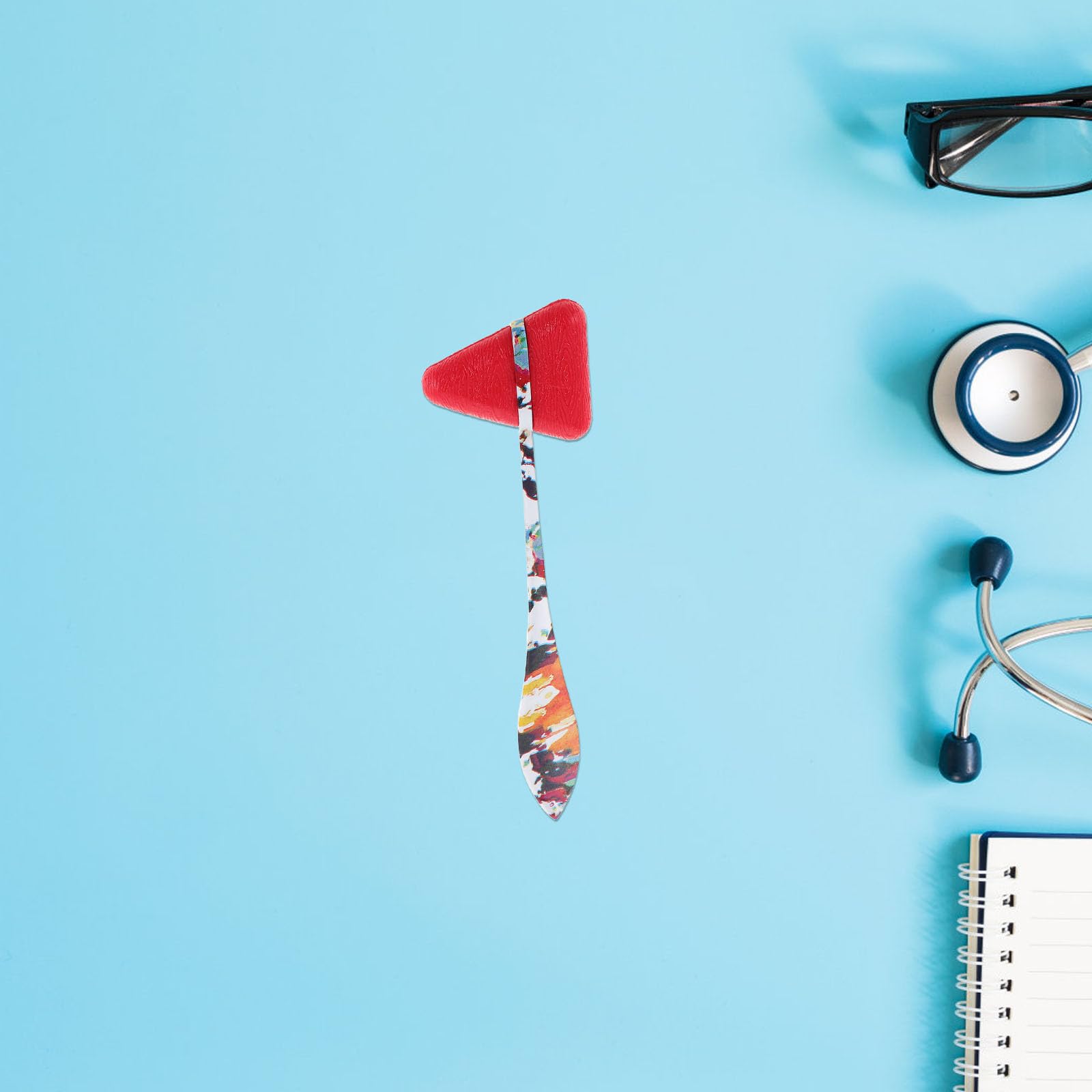 Martillo de Diagnóstico Médico Triángulo Rojo de Porcelana Azul Estilo Chino, Herramienta Precisa para Exploración Neurológica y Prueba de Reflejos en Hospital