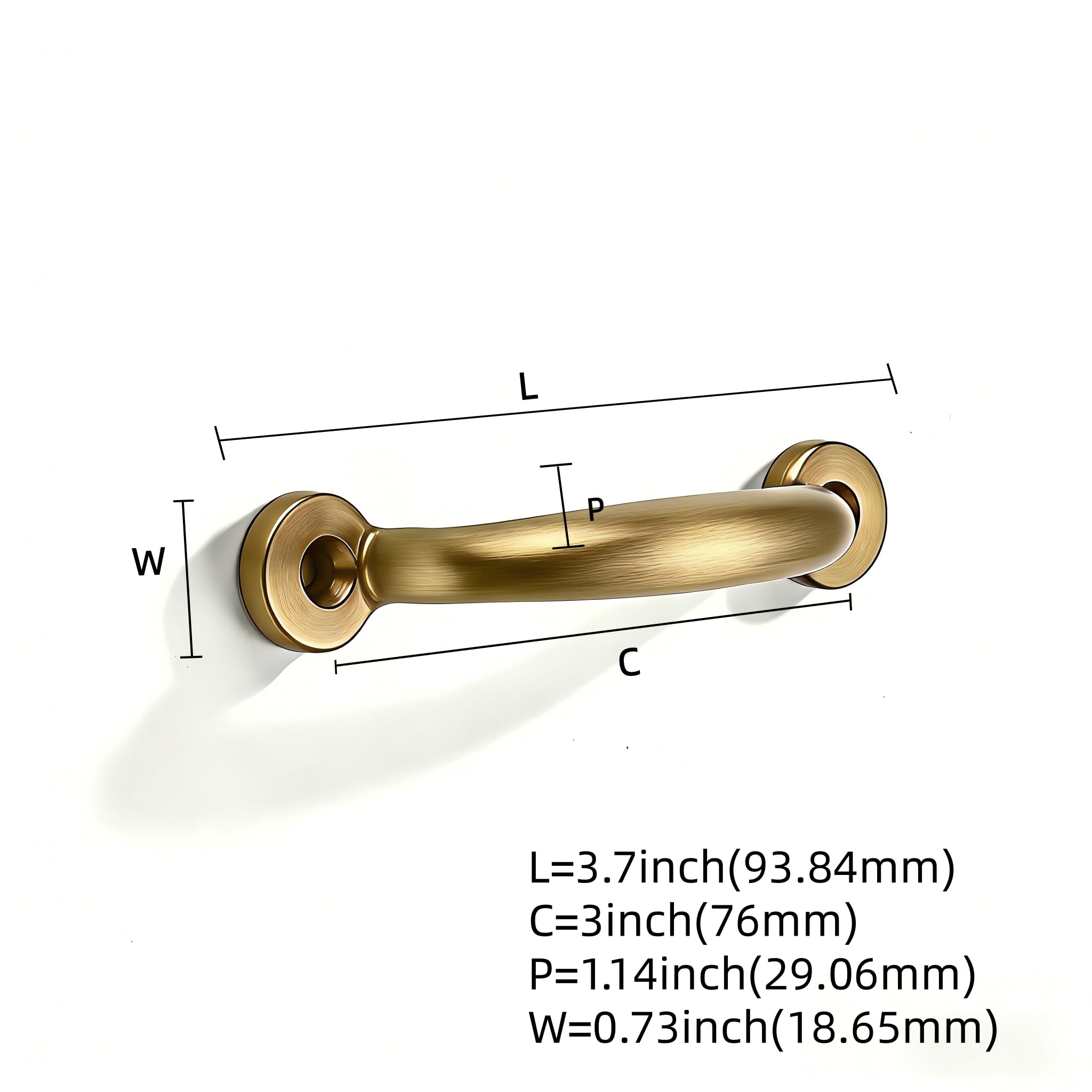 KHTUMEWARE-BRASS Brushed Brass Cabinet Pulls CTC 3 in (76 mm) in Brushed Brass — KHTUMEWARE