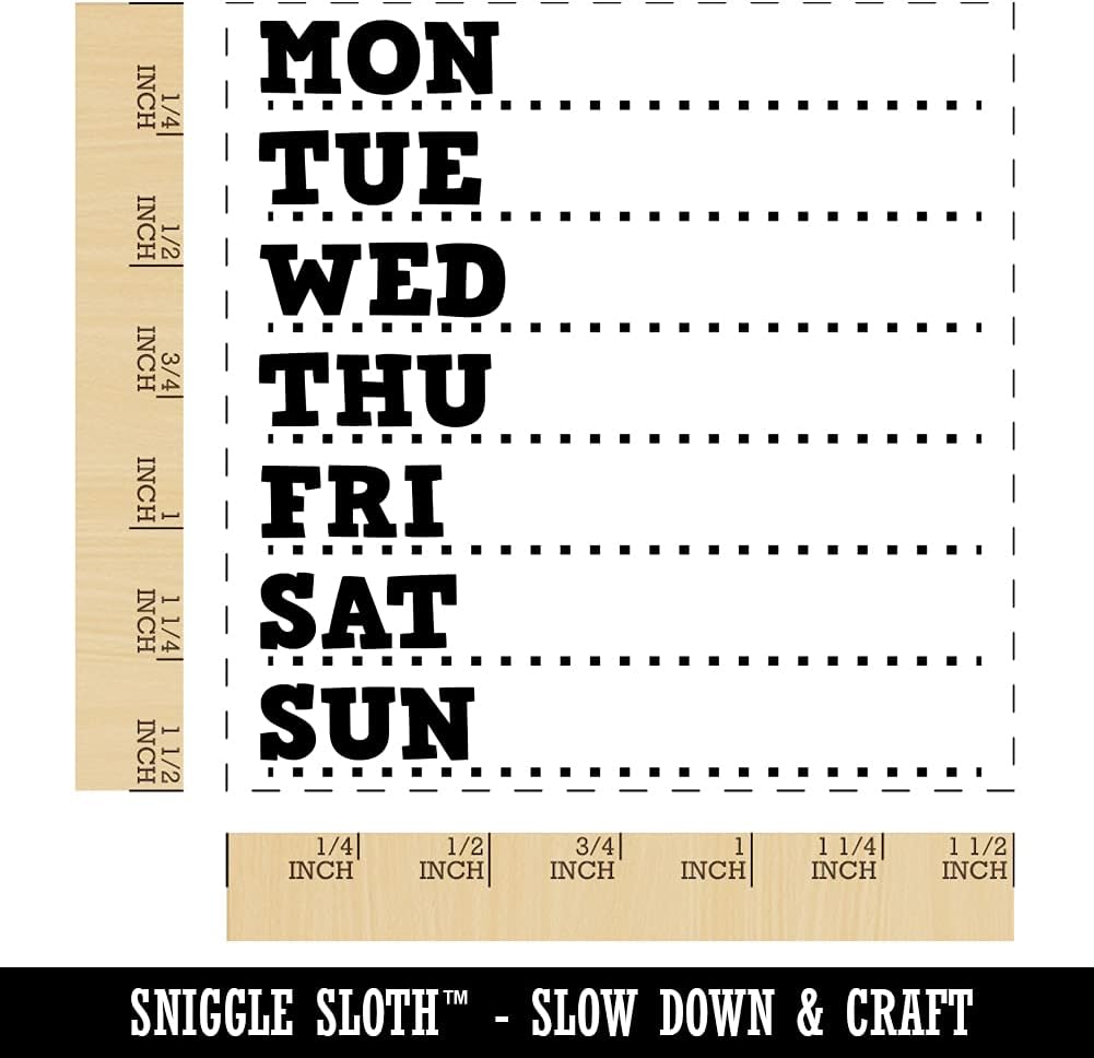 Weekly Days of the Week List Self-Inking Rubber Stamp Ink Stamper - 1-1/2 Inch Large - Black Ink