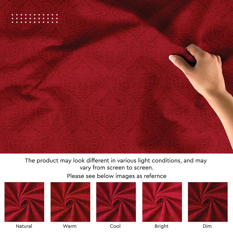 Image of Encasa XO Embossed Velvet Fabric Material by Meter Maroon | Sofa Cloth Material | Unstitched Fabric for Making Cushion Cover, Sofa Cover | 175 GSM | 2 Meters, 200x150 cm