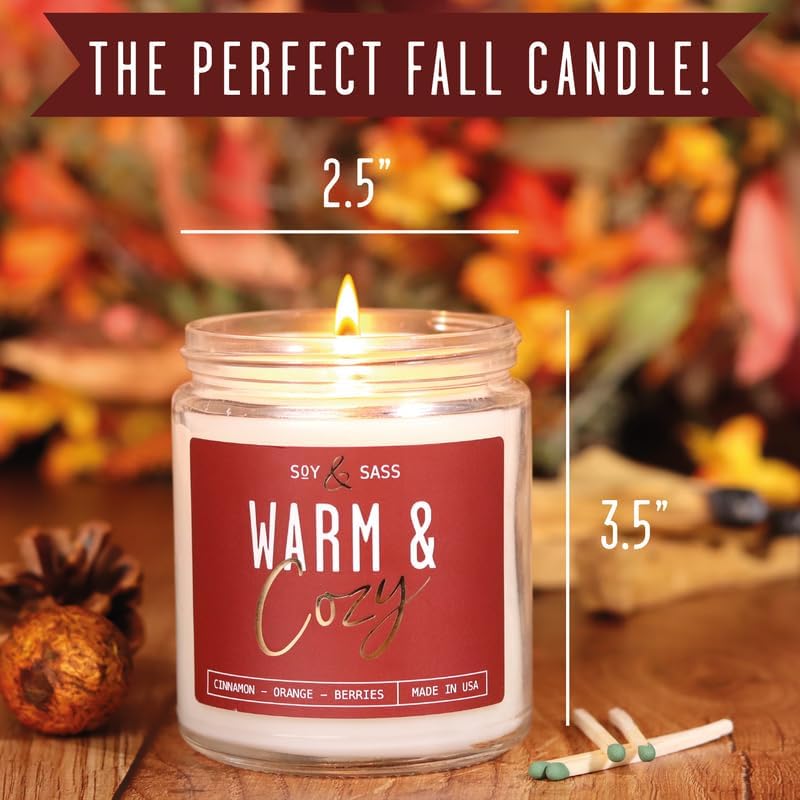 Christmas Candles, Fall Candles, Warm and Cozy' Soy Candle I Berries, Apple & Cinnamon I Infused w/Essential Oils I Warm n Cozy Home Decor I Winter and Holiday Candle I 50Hr Burn I USA Made - Image 6