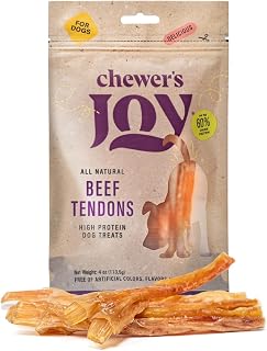 Beef Tendons 5–6" (4oz) – Natural Dog Treats – Single Ingredient Long-Lasting Chews, High Protein