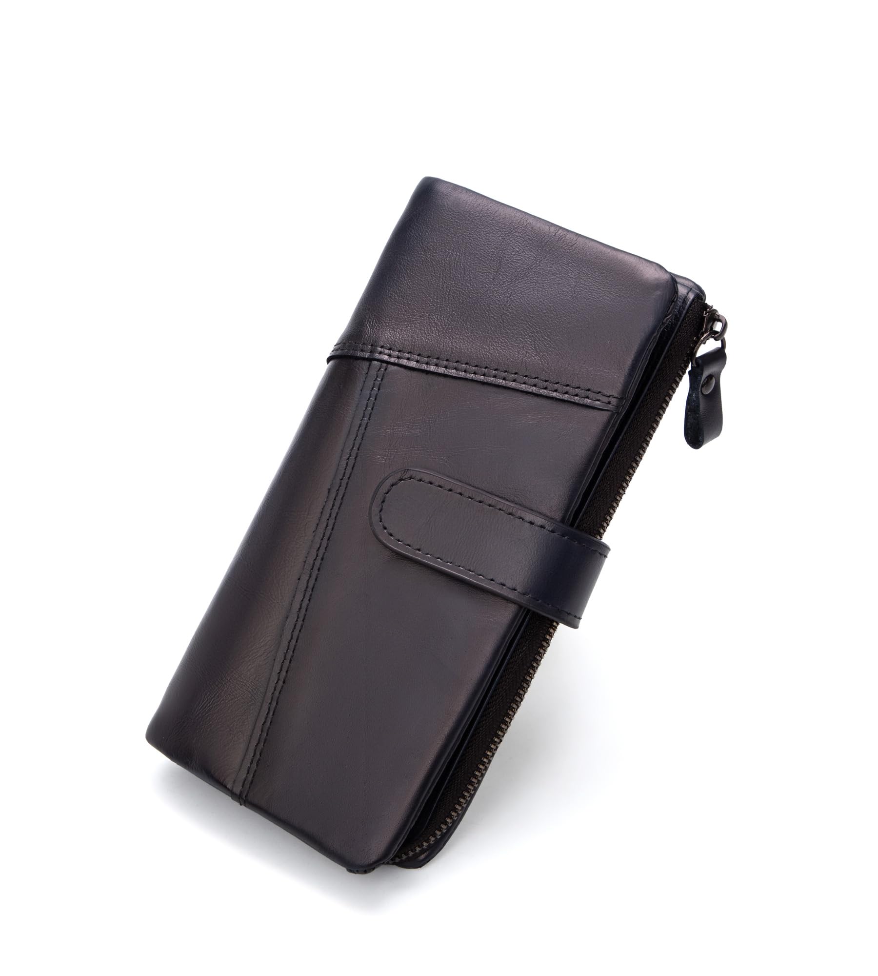 KingTo Genuine Leather RFID Long Wallet for Women, Checkbook Card Holder
