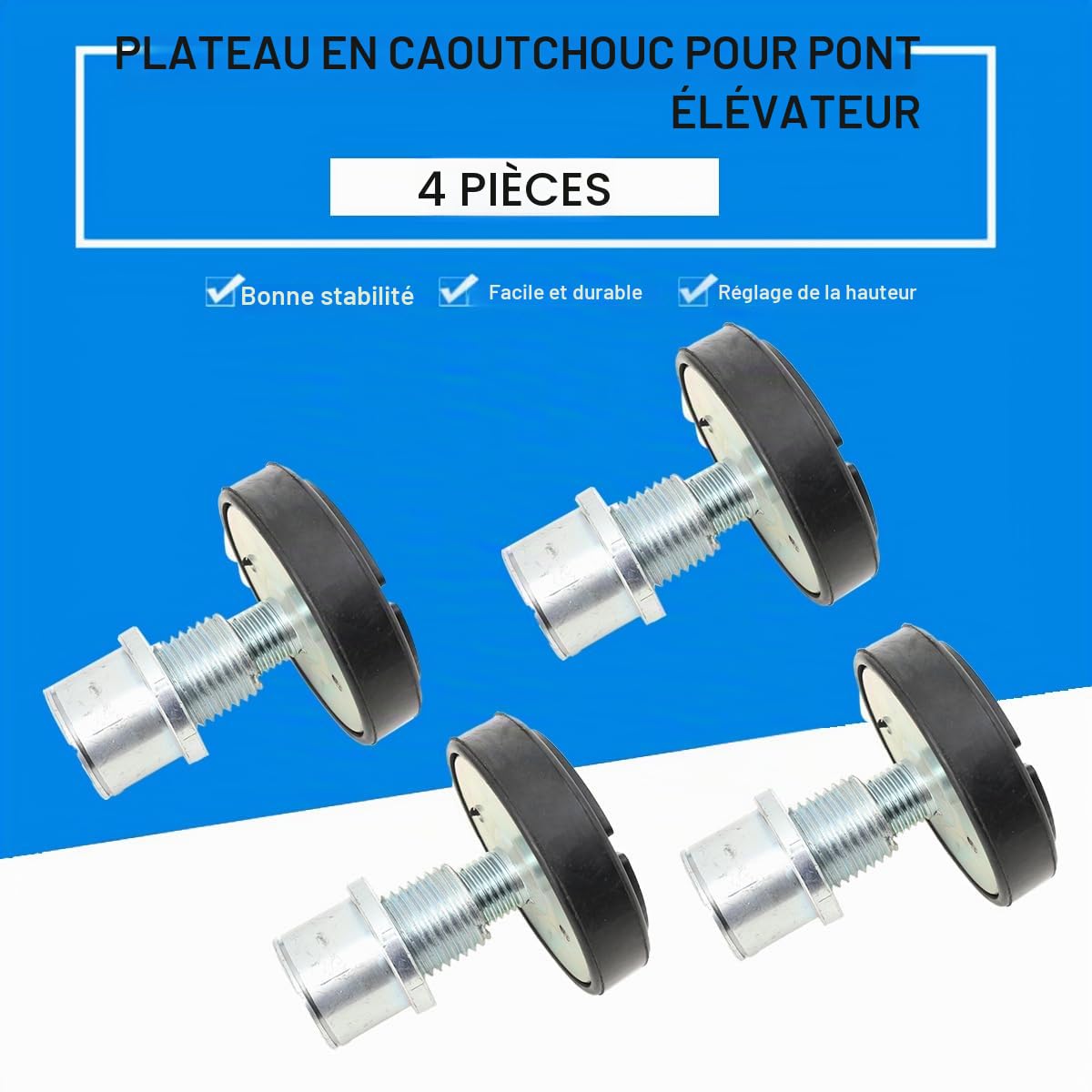 4pcs Pad Blocs pour Pont Elevateur, Coussinets de Cric en Caoutchouc, Bloc de Cric en Caoutchouc avec Filetage pour Lève-Voiture et Plate-Forme de Levage