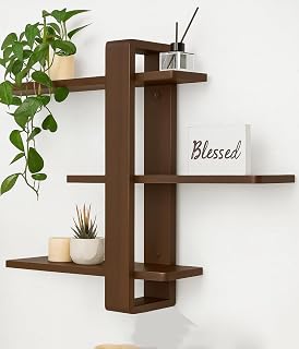 Dime Arts Shoppee Floating Wall Shelves – Decorative Wooden Wall Mounted Racks Engineered Wood 3-Tier Wall Shelves Book Sh... Price In India