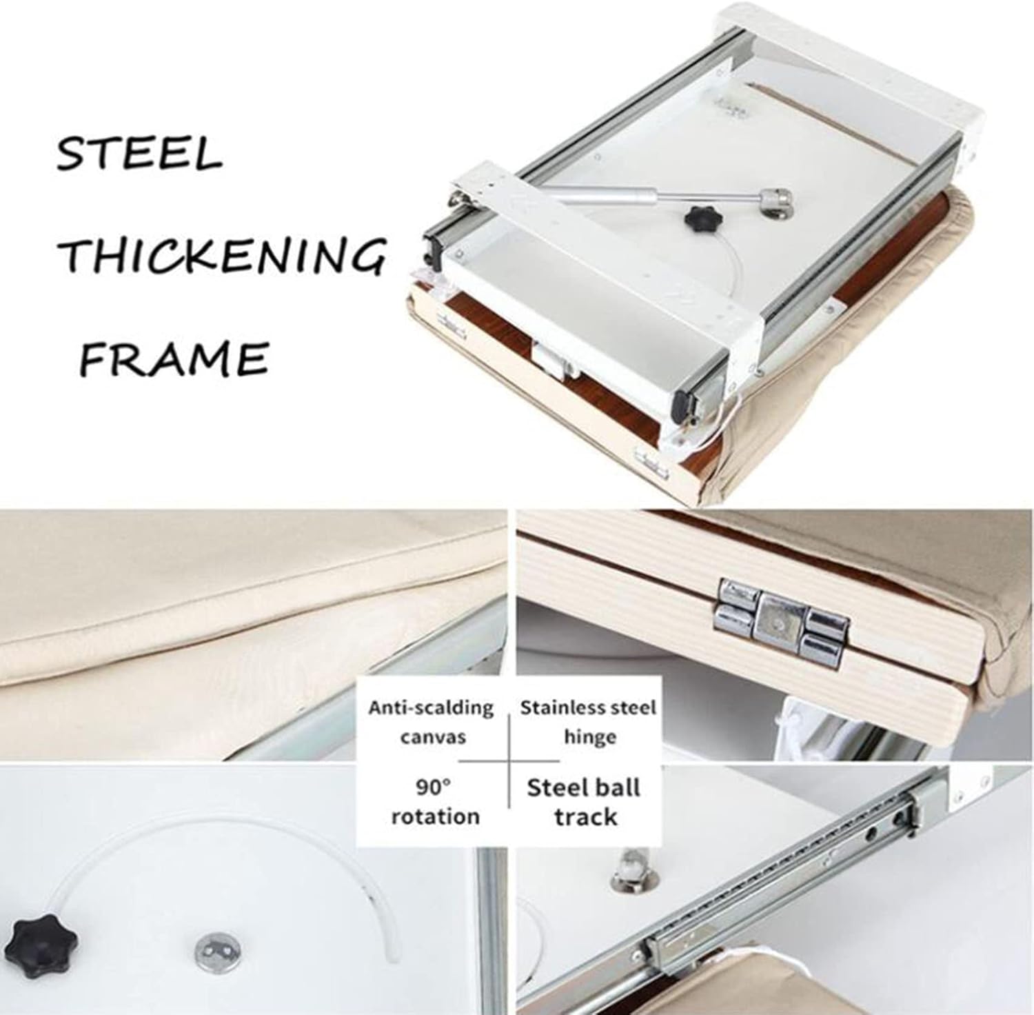 Ironing Board Retractable Pull Out Folding Ironing Board,180° Rotating Foldable Ironing Board Rack Pull-Out Retractable Ironing Board Easy-Release Lever Easy to Install Foldable Ironing Station (A