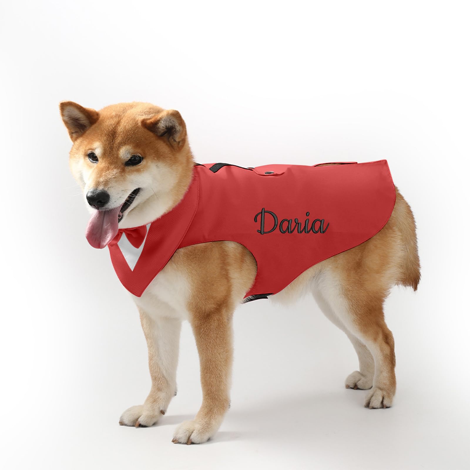 Personalised Dog Tuxedo Bow Tie Suit,Custom Clothing & Accessories For Dogs With Embroidered Name,Dog Costume For Dogs Birthday Halloween Wedding Party (Red(Suit))