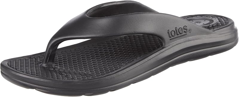 Totes Men’s Everywear Flip Flop Sandals Lightweight Waterproof Sandals with Cushioned Comfort for Beach, Pool & Everyday Wear
