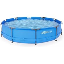 VINGLI 10FT x 30IN Metal Frame Above Ground Pool, Round Steel Frame Swimming Pool for Backyard, Outdoor Portable Water Pool for Adults| Families| Friends