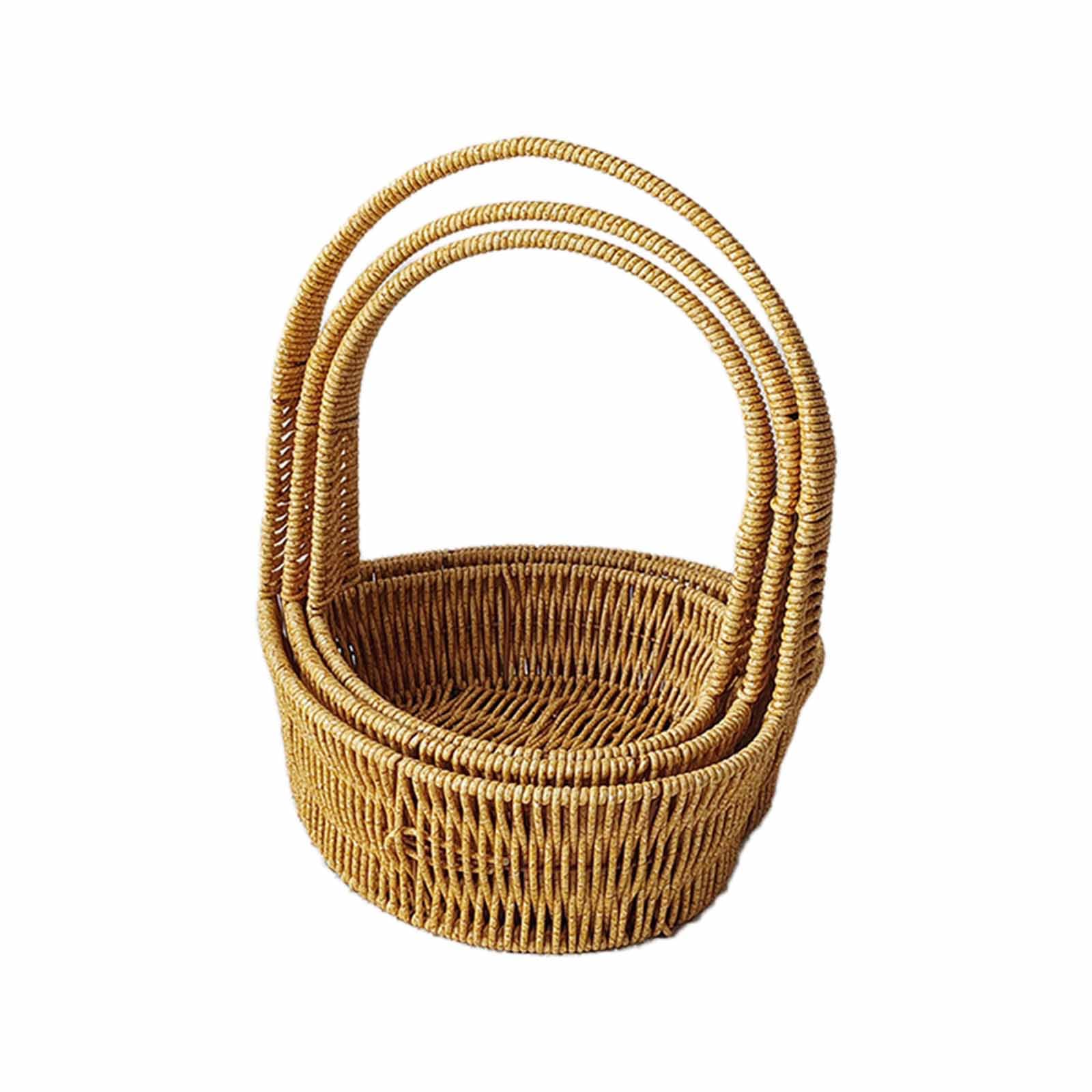 Buxuaaaa Of 3 Practical Food Storage Baskets Elegant Flower Basket Sturdy Organization Basket for Vegetables and Snacks Stackable Fruit Baskets