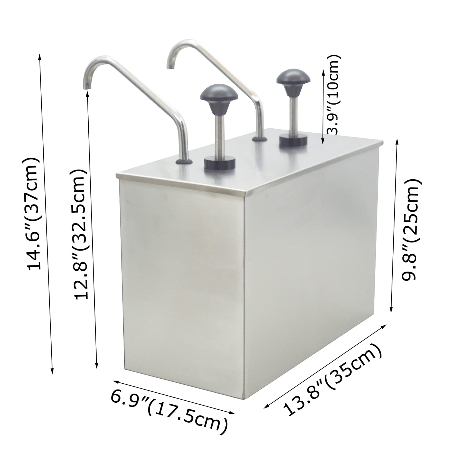 INTSUPERMAI Sauce Dispenser Pump Double Head Stainless Steel Volume Condiment Dispenser