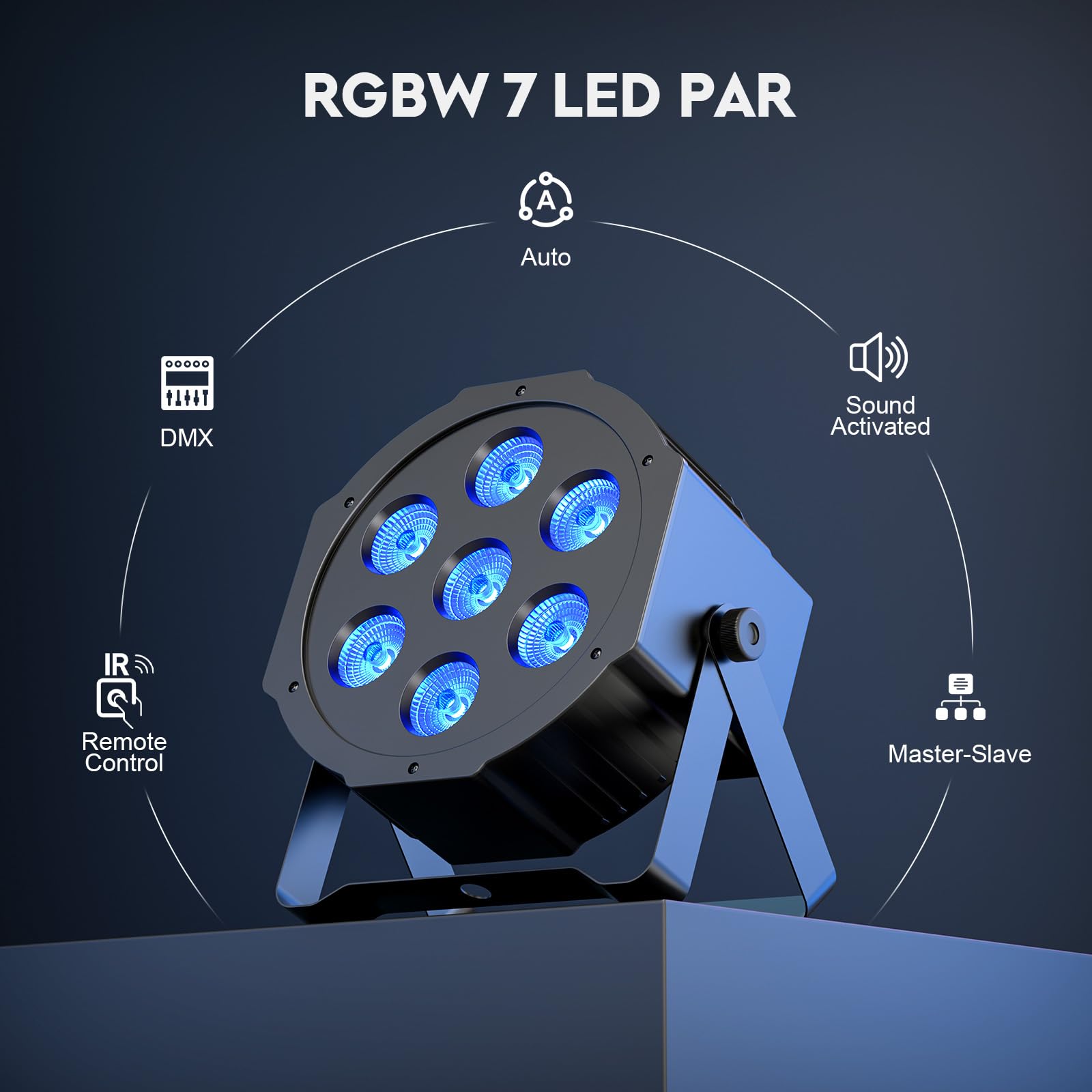 SEBRUANC Par LED RGBW, 4PCS Luci da Palco DMX512 Luci Discoteca LED con Telecomando 8 Modalità Faretto Effetto per Club Bar Matrimonio Natale