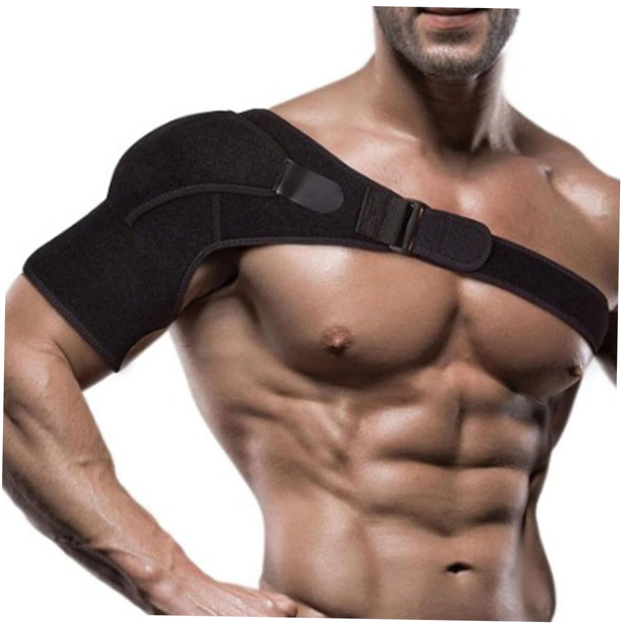 FOMIYES Adjustable Shoulder Pad Brace for Men Shoulder Support Comfortable Black
