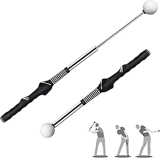 Retractable Golf Swing Training Aid,Rhythm Click Sound Warm Up Golf Swing Trainer,Golf Grip Trainer Attachment -Strength & Tempo Training for Chipping Hitting,Golf Accessories for Men