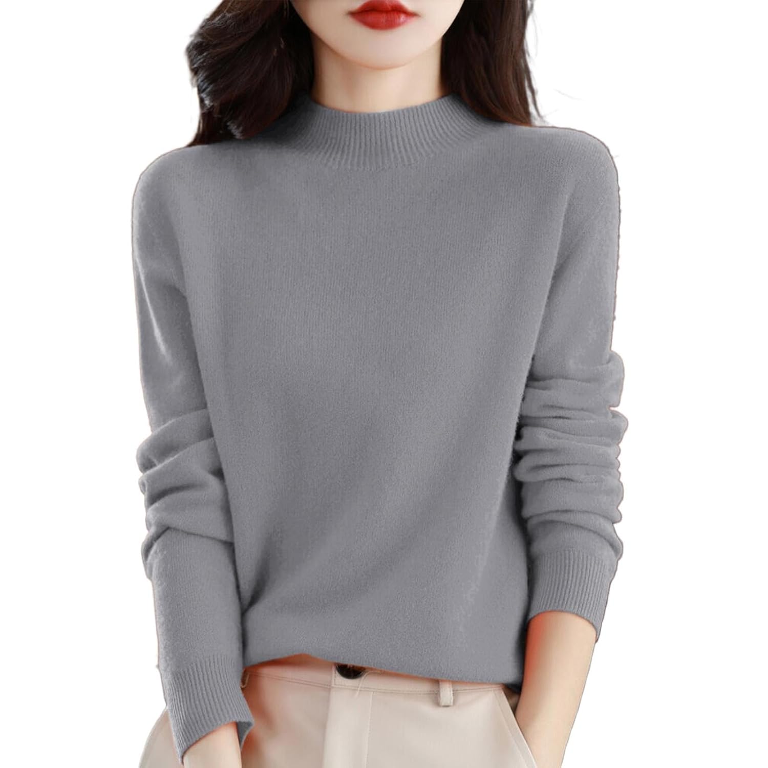 Cashmere Sweaters for Women Long Sleeve Trendy Jumper Knitted Pullover Soft Warm Cozy Sweater Merino Wool Tops