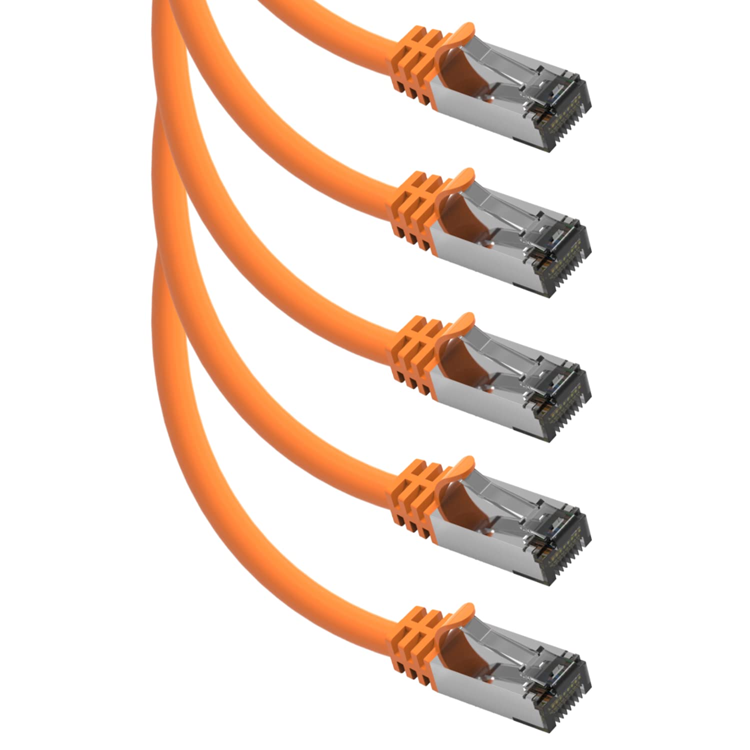 Beszin [50 Micron Gold Plated 3Ft Cat.8 S/FTP SHIELDED Ethernet Network Cable Orange 26AWG- 5 Pack