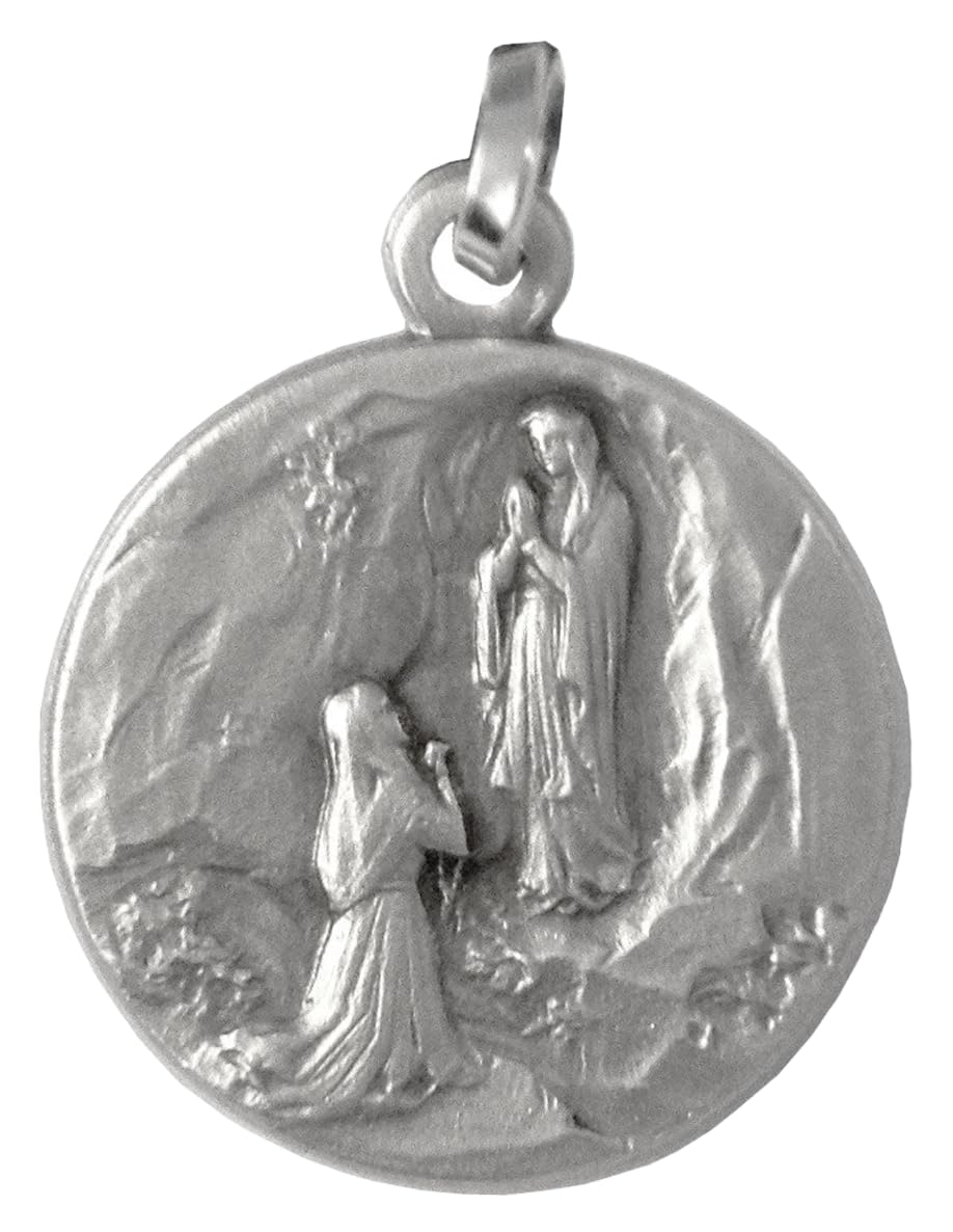 I G J MEDAGLIA MADONNA DI LOURDES IN ARGENTO 925-100% MADE IN ITALY - LE MEDAGLIE DEI SANTI PATRONI