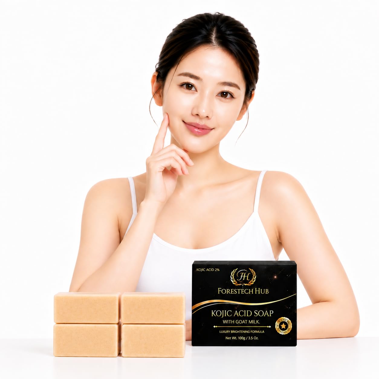 Kojic Acid Soap with Goat Milk (2%) – Skin Brightening, Dark Spot Removal, Pigmentation Control, Tan Removal, Glutathione & Vitamin C – For Face & Body for Men & Women – 100g (Pack of 4)-image-38
