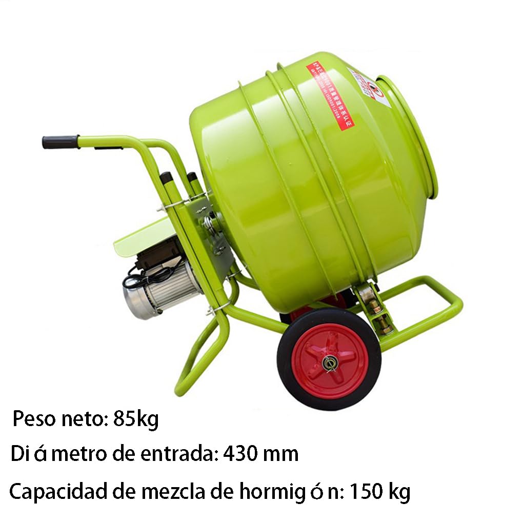 Hormigonera eléctrica, capacidad de 150-500 kg, portátil para pequeños proyectos de construcción y bricolaje