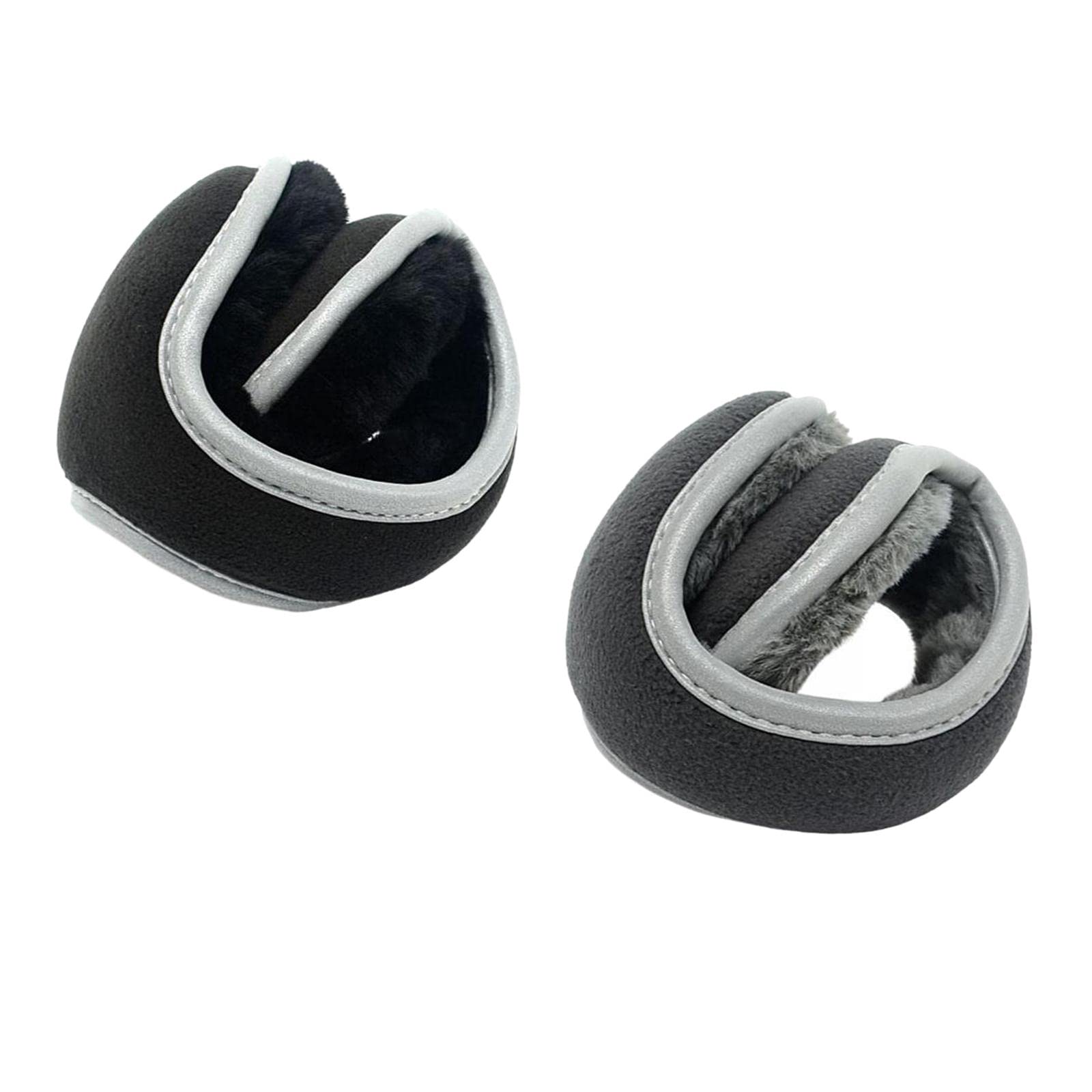 ujeavette 2Pieces Winter Ear Muffs Fleece Warm Ear Warmers for Skating Black and Gray-picture-39