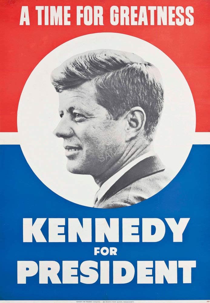 US Vintage Poster JFK Kennedy for President Retro 1960s Democratic Political Campaign Leaflet Advert WALL ART Print (A4)
