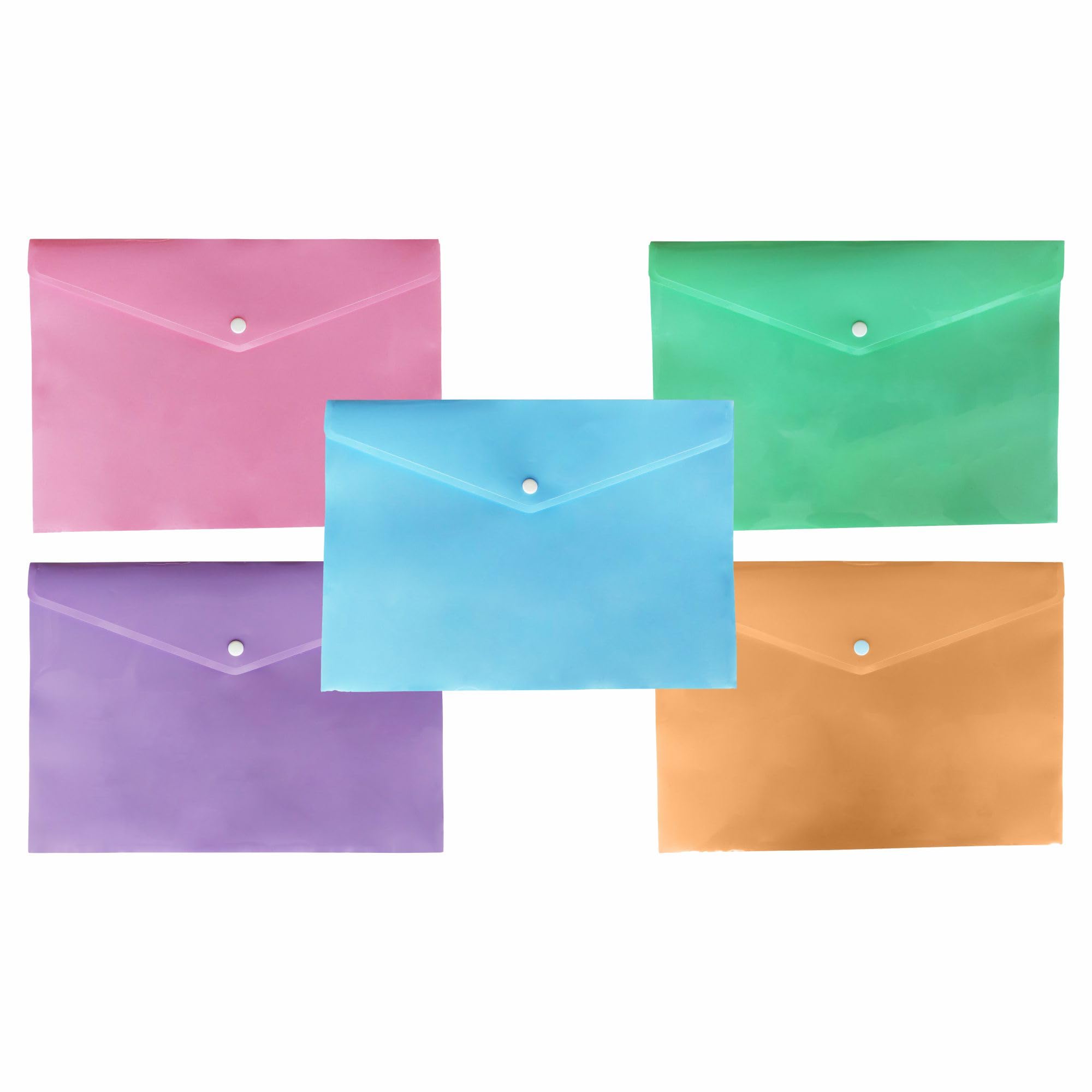 20Pcs A4/A5 Pastel Colour Plastic Wallets Folder Foolscap Document Files Popper Wallet Envelope Folders Pockets (20 A4 Pastel Colour Folders)