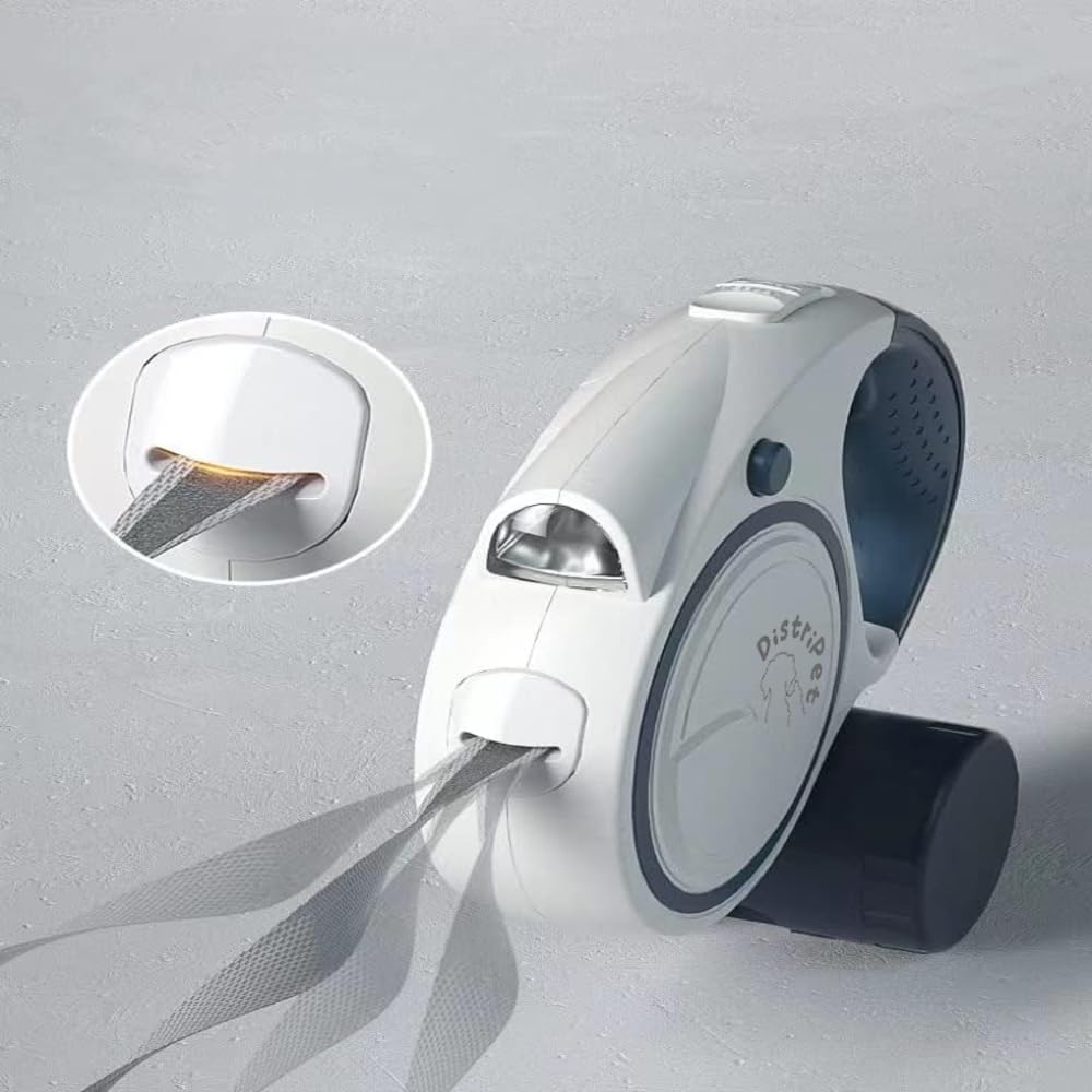 Guinzaglio per cani estensibile, cinghia retrattile e arrotolabile 5 m per cani di piccola e media taglia. Include dispenser di sacchetti e luce LED con 3 batterie. Peso massimo consigliato