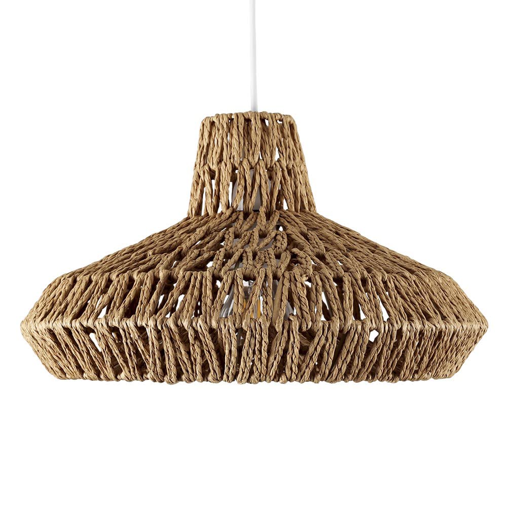 Minisun Natural With Led Bulb | Natural Woven Ceiling Light Shade | Pendant Lights, Home Décor & Improvement Essential | Includes 4W Led Bulb | 35Cm Shade Width