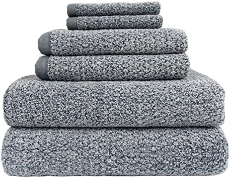Diamond Jacquard (Set of 6 Pieces) Bath Towel Set, Dusk (Grey Blue)