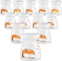 Yaomiao 12-Pack Ceramic Essential Oil Burners Wax Warmers Tealight Holders with Spoons - Aromatherapy Diffusers for Home Decor Gifts
