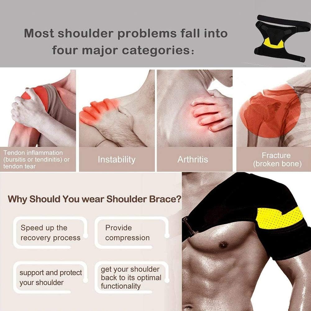 Baywell Shoulder Support Brace with Ice Packs Reusable for Injuries, for Men and Women, for Labrum Tear, Support, Compression, Pain Relief, Immobilizer for Rotator Cuff, with Pressure Pad : Health & Household
