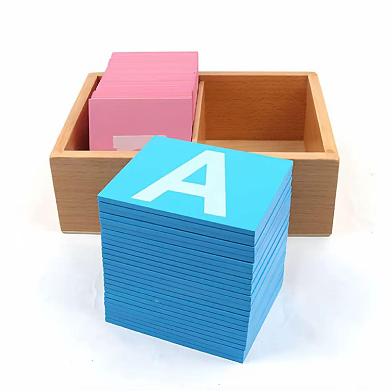 Juego de Letras de Lija Montessori, Cartas del Alfabeto Mayúsculas y Minúsculas en Rosa y Azul, Juguete Educativo de Lenguaje y Fonética