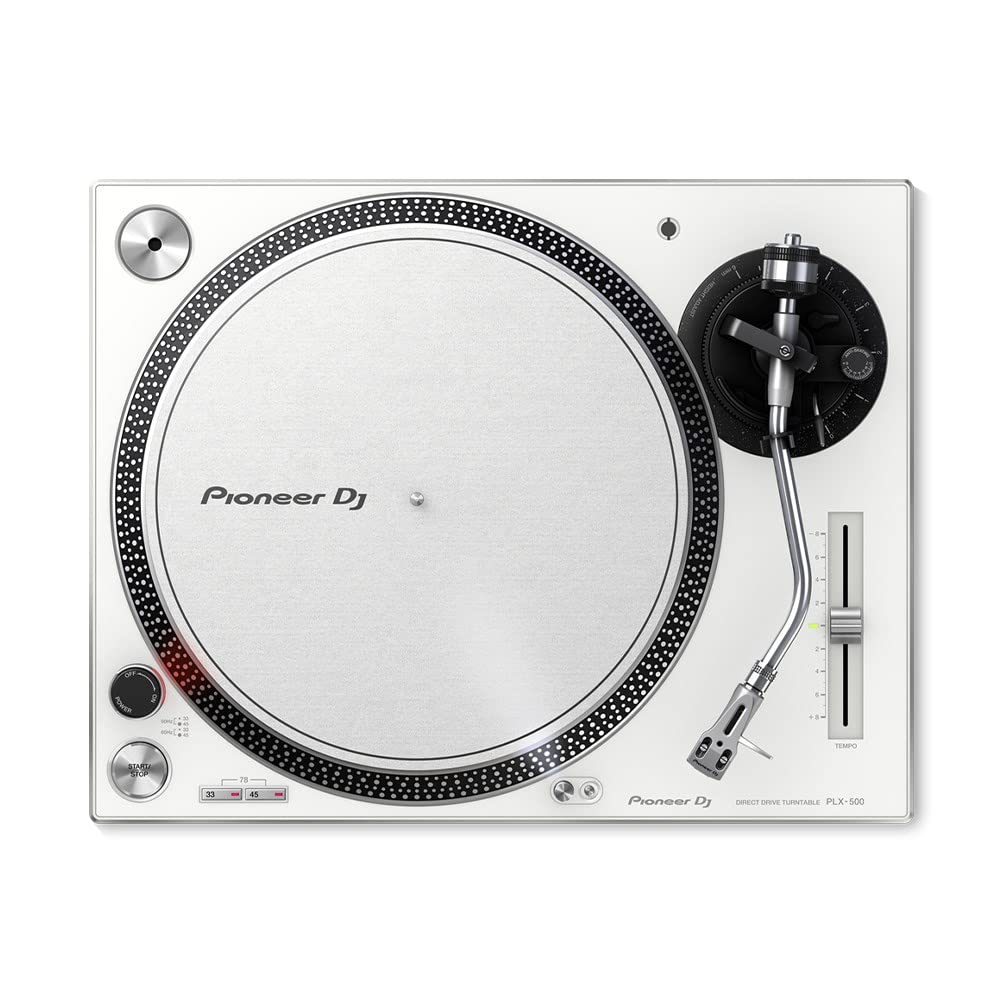 Pioneer DJ, PLX-500-W, Giradischi per DJ a trazione diretta, bianco & KabelDirekt – 0,5m Cavo RCA, PRO Series