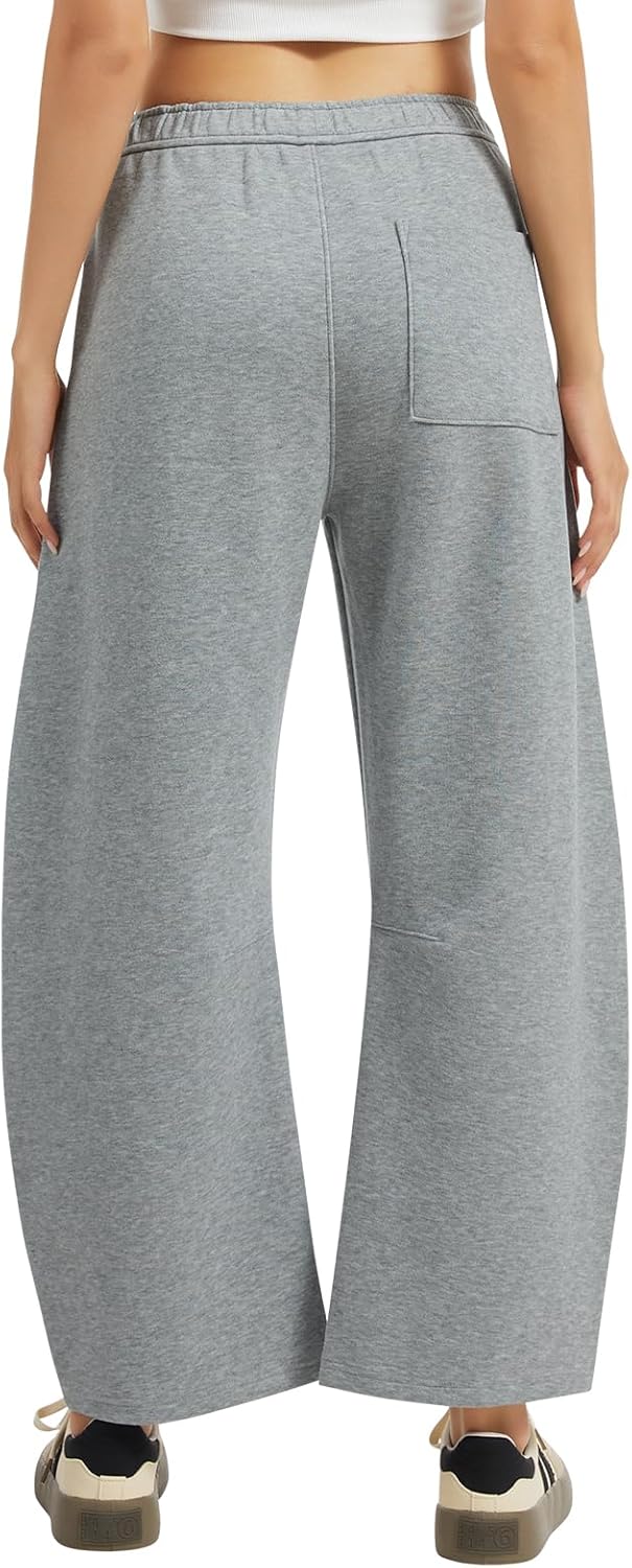OVRUNS Barrel Sweatpants Women Elastic Waisted Barrel Pants Internal Drawstring Baggy Lounge Sweat Pants with Pockets - Image 4