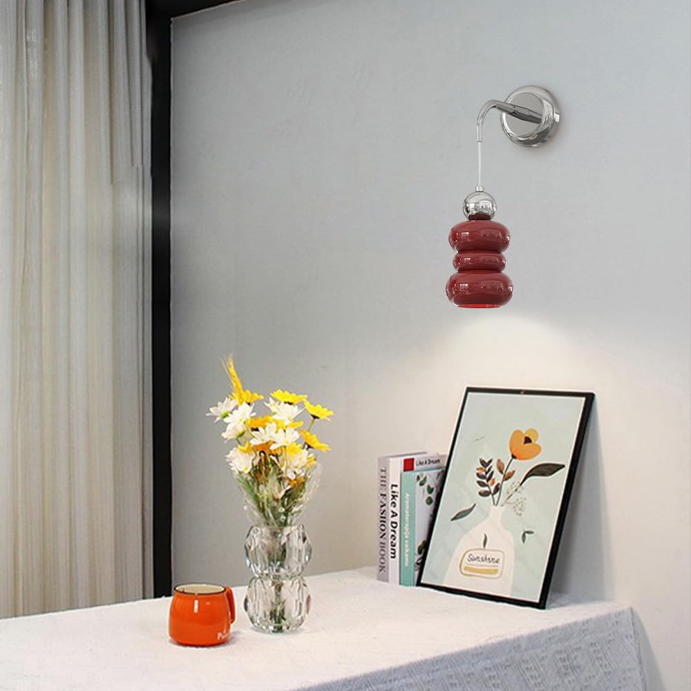 Générique Nowoczesna lampa ścienna do wnętrz stolik nocny kremowa lampa ścienna z regulowanym drutem wiszącym 20 cm metalowe oprawy wewnętrzne do sypialni salon korytarz (wysokość : 26 cm)