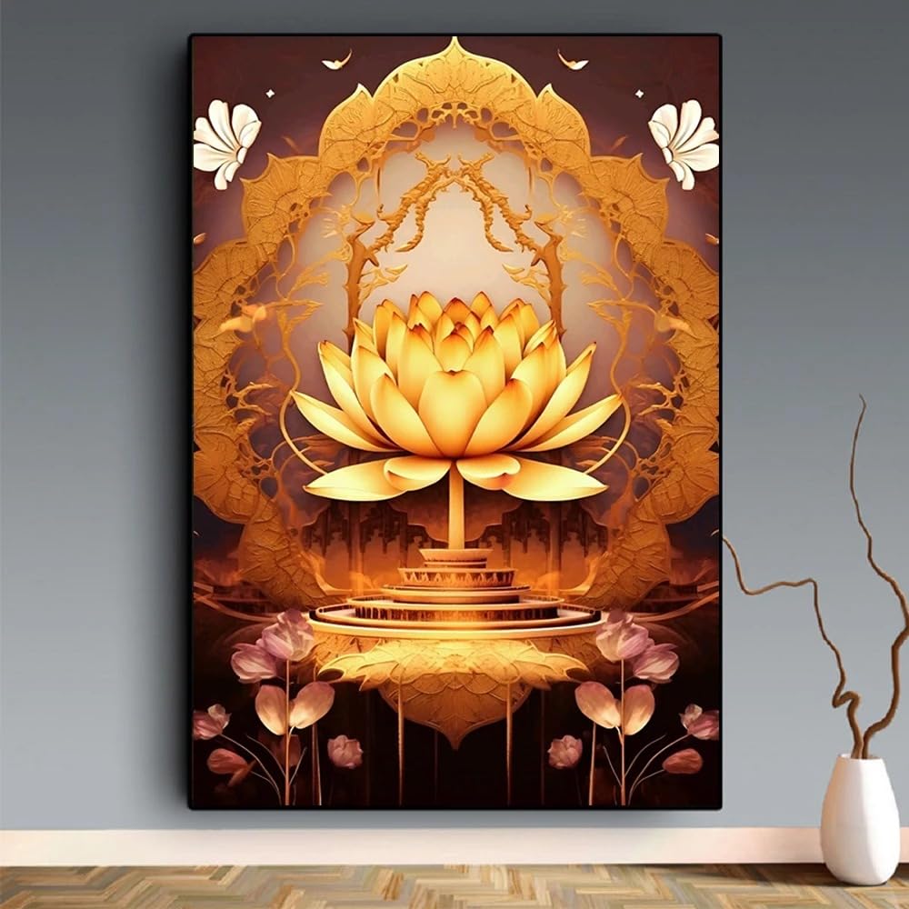 DFZEWKI Canvas Painting Lotus Flower Zen Meditation Posters and Prints Floral Modern Wall Art for Living Room Home Decoration(50x75cm(20x30in)/No frame)