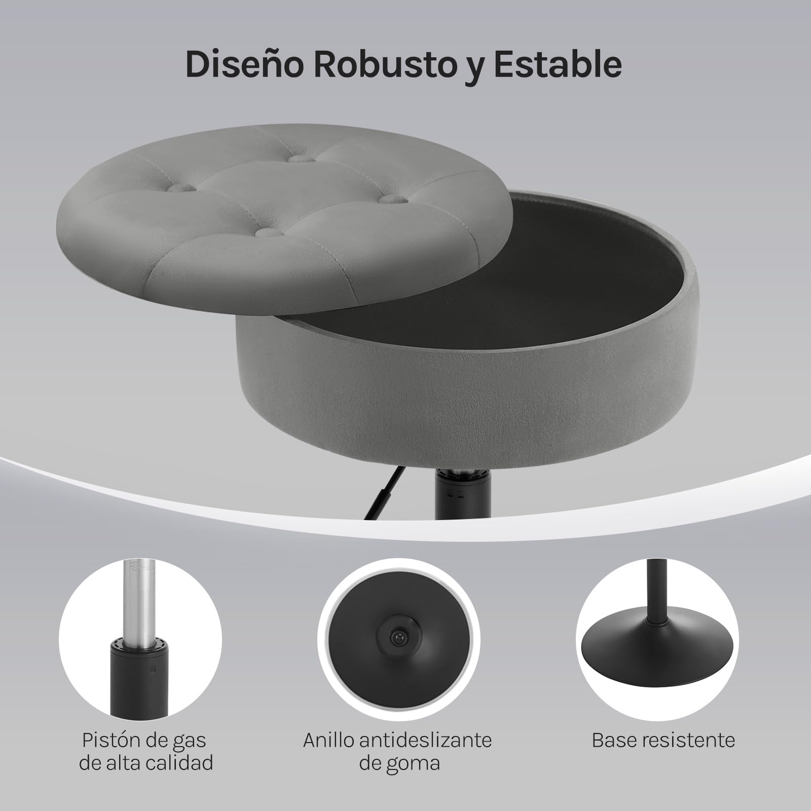 WOLTU Taburetes de Tocador, Tapa Extraible, Gris Oscuro