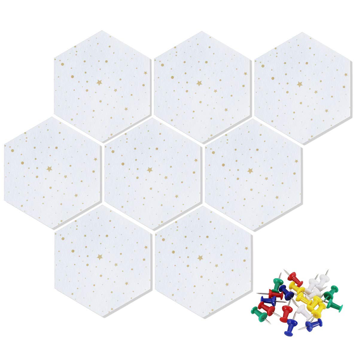 Aosijia Felt Hexagon Bulletin Board With 40 Push Pins Pack Of 8 Notice Boards Self Adhesive For Home Office Kitchen Push Pin Board Felt Wall Tiles For - View #8