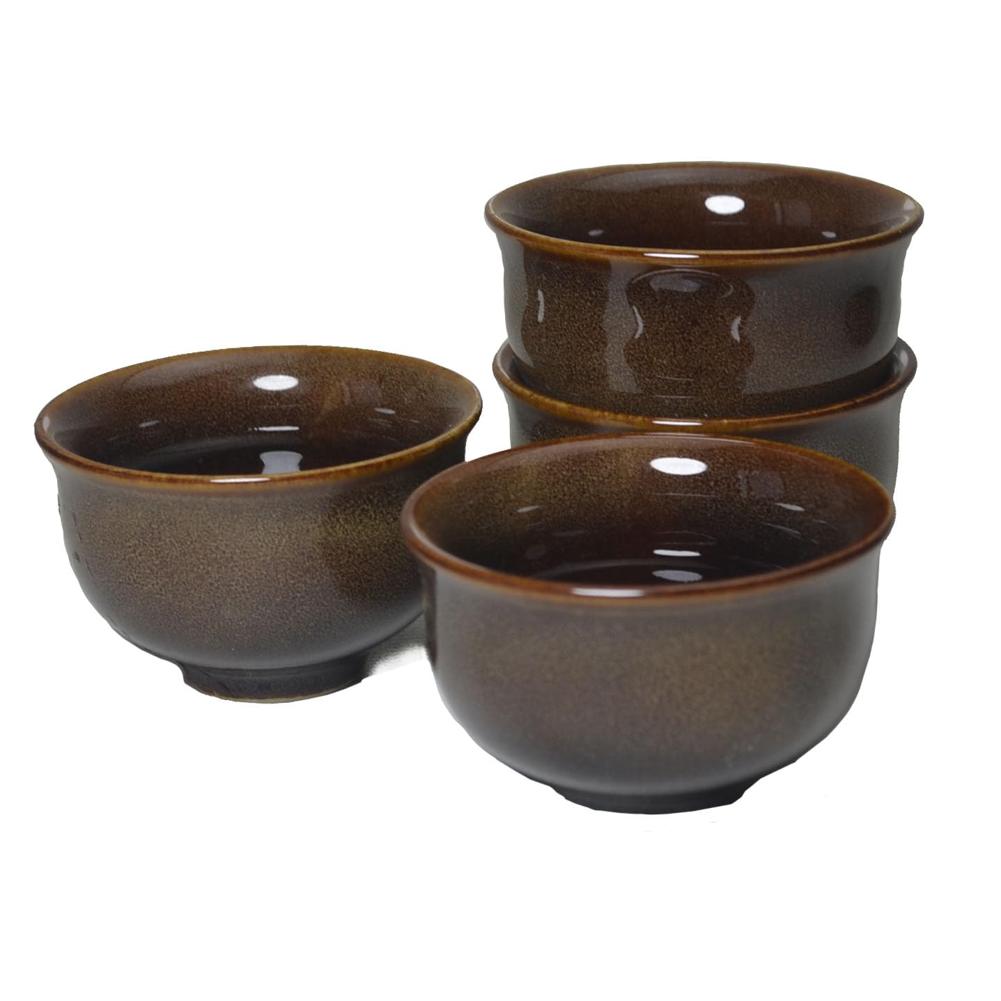 Porcelain Tea Cups Set of 4 ,Ceramic Tea Cup Kiln Glaze Cups 2.5oz (Brown)