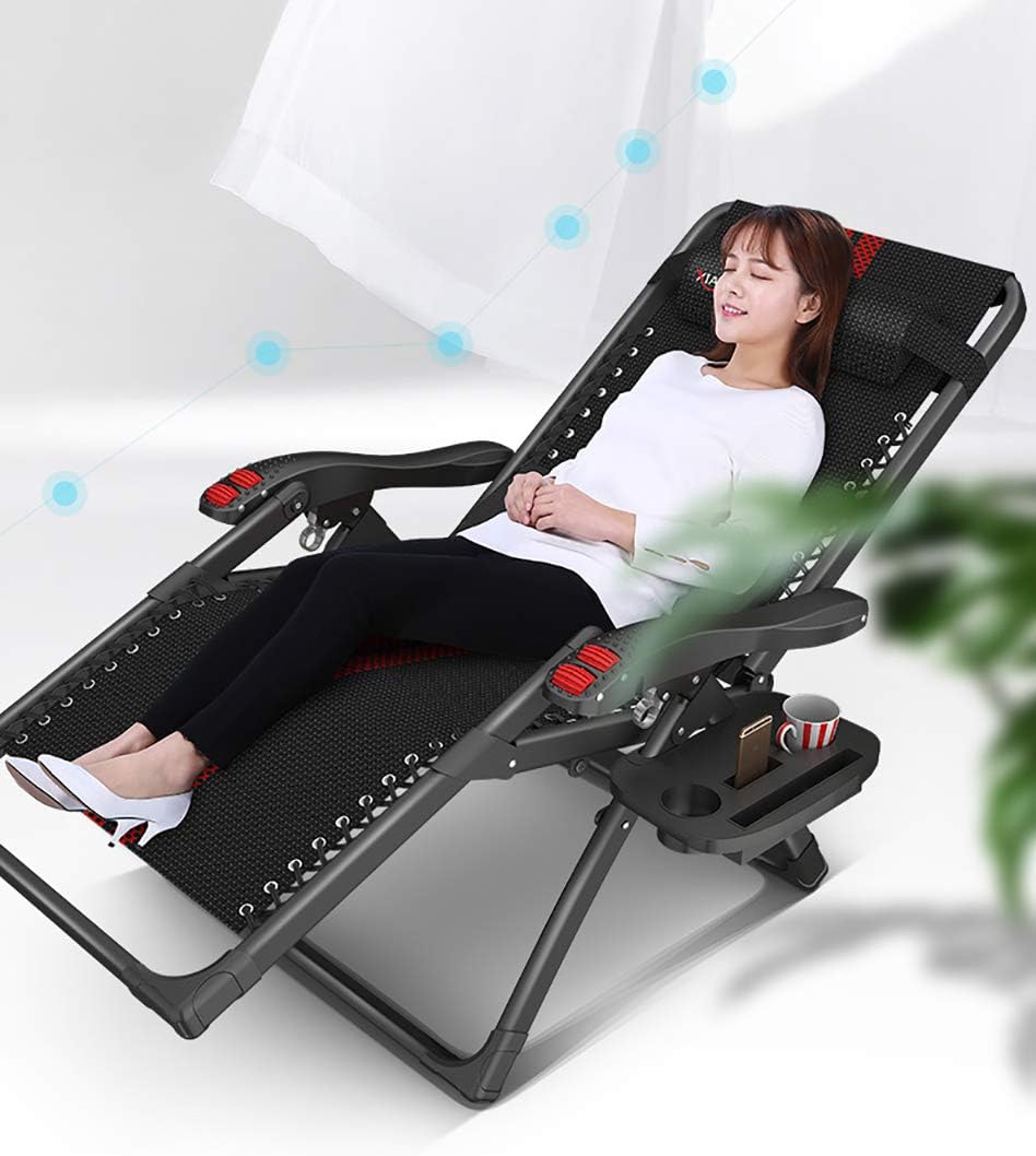 Zero Gravity Chair Reclining Sun Lounger Chair, Folding Textoline Deck Chairs Recliner Bed Chair for Beach, Patio, Garden with Massage Handle, Mattress Cup and Phone Holder