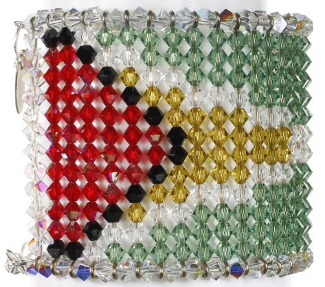 Karen Curtis Swarovski Crystal Guyana Flag Cuff Bracelet #TOP4