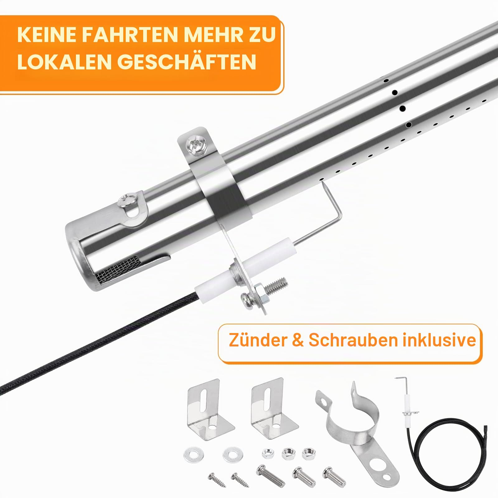 GFTIME 31-44cm Universal Brenner Ersatzteile für Landmann, Tepro, Enders, Campingaz, Master Forge, Perfect Flame, Uniflame Lowes Gasgrills, Edelstahl Rohrbrenner Zubehör, 3 Stück
