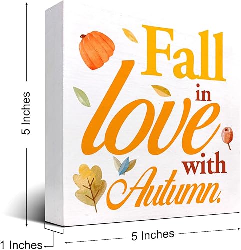 Miniatura 45 de Decoración de escritorio de otoño, Groovy Gobble Gobble Fall Thanksgiving Wood Block Sign Decoración de escritorio, caja de madera rústica de