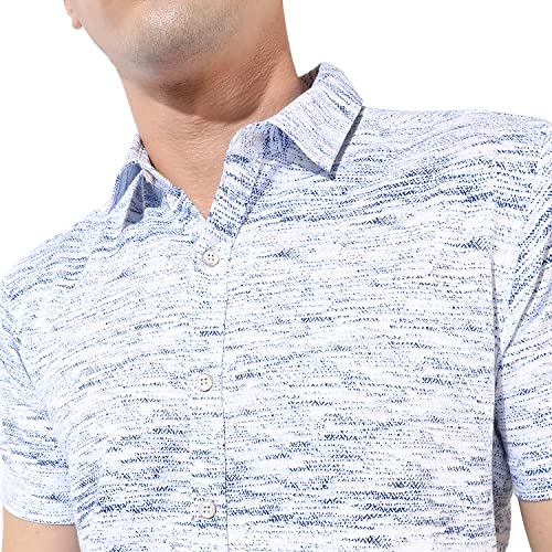 Image of CAHOOT Men's Button Up Shirt for Casual Wear | Regular Fit | Poly Lycra Shirt Crafted with Short Sleeve & Enhanced Stretch Comfort Fit for Everyday Wear