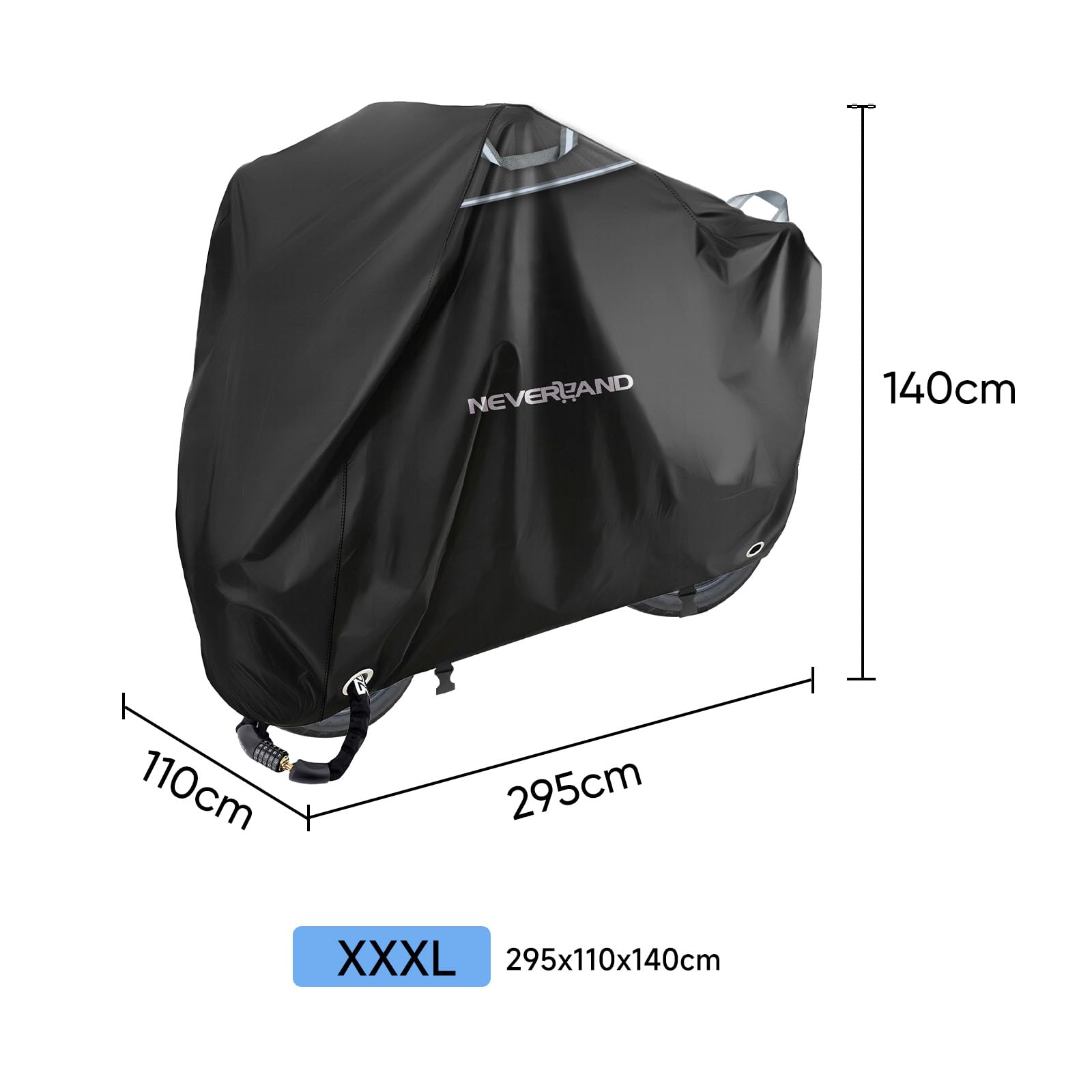 Housse de Moto Extérieure Oxford 420D Bache Moto Impermeable 295*110*145CM | Housse Moto Scooter Couverture Résistant aux Poussière Pluie Neige UV Vent