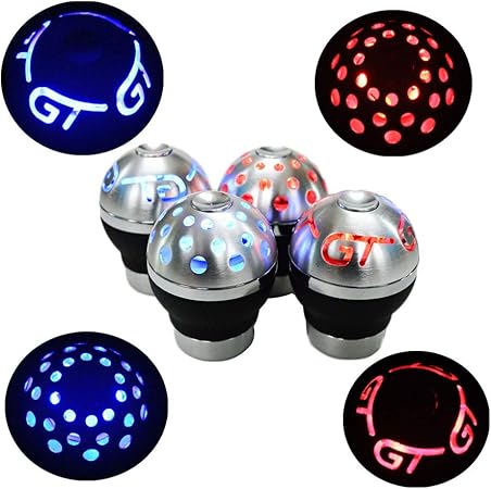 Amazon Jinglingkj Ledシフトノブledギアノブmt At車用国産車に対応汎用カスタム3種類アダプター付き 赤星 シフトノブ 車 バイク