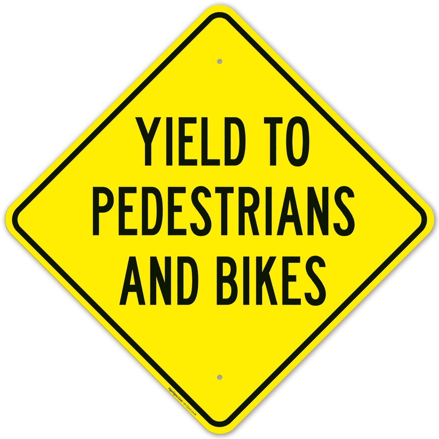Yield to Pedestrians and Bikes Sign, 24x24 Inches, Rust Free .063 Aluminum, Fade Resistant, Made in USA