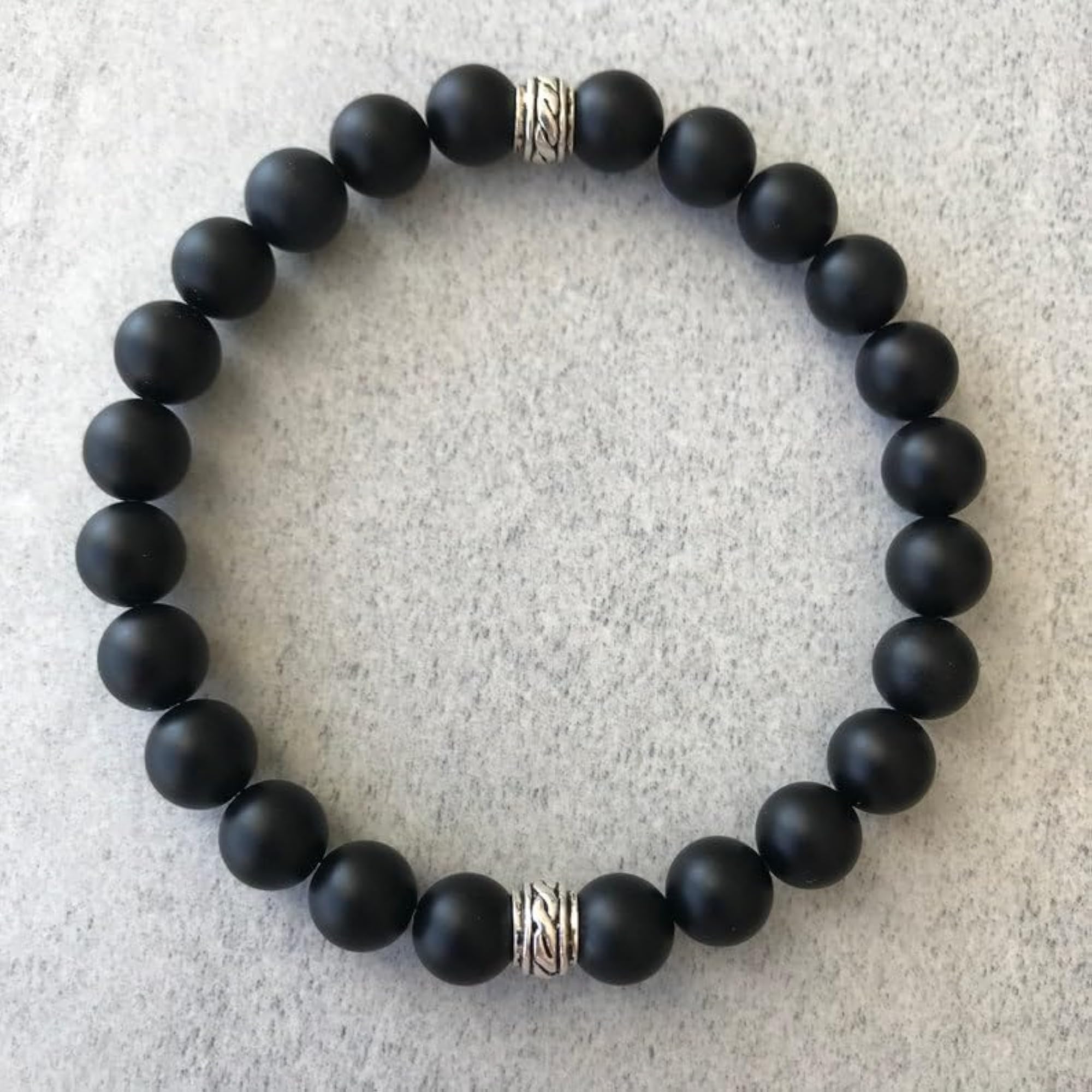 Natural Matte Onyx 8mm Round Bead Stretchable Bracelet, Unisex
